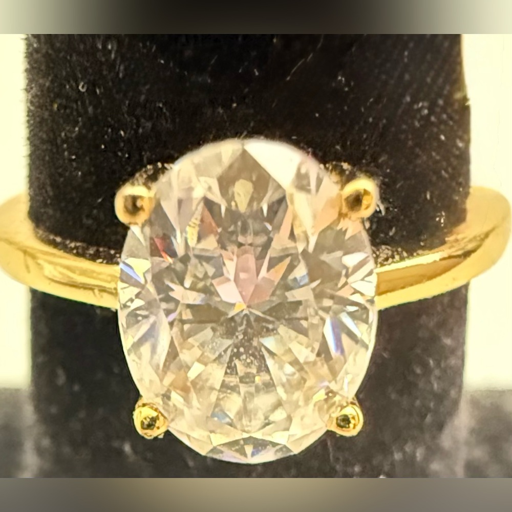 Gold-Plated over Sterling Silver Women's Ring with a Moissanite 

Size • 6